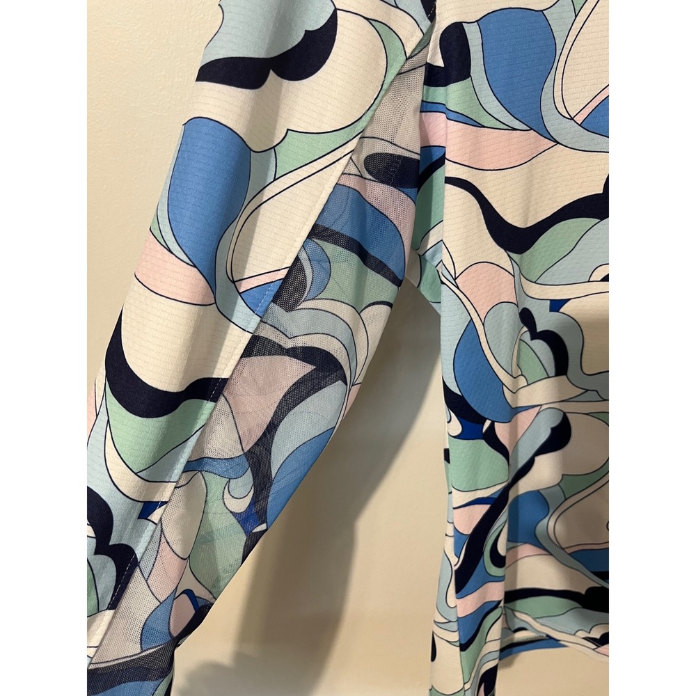 Gotta by Gottex Womens Abstract Swirl Quarter Zip Sun Shirt Blue Pink Green M - Picture 2 of 5